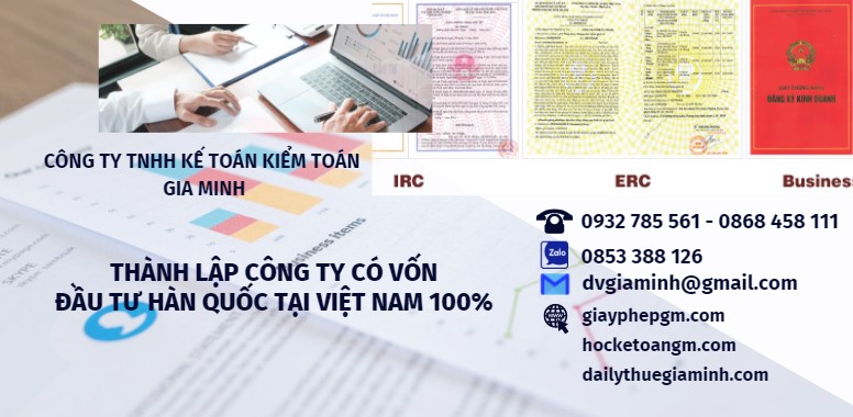 Thủ tục thành lập  công ty có vốn đầu tư hàn quốc tại việt nam 100%  